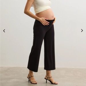 Hatch Black Maternity Wide-Leg Leggings